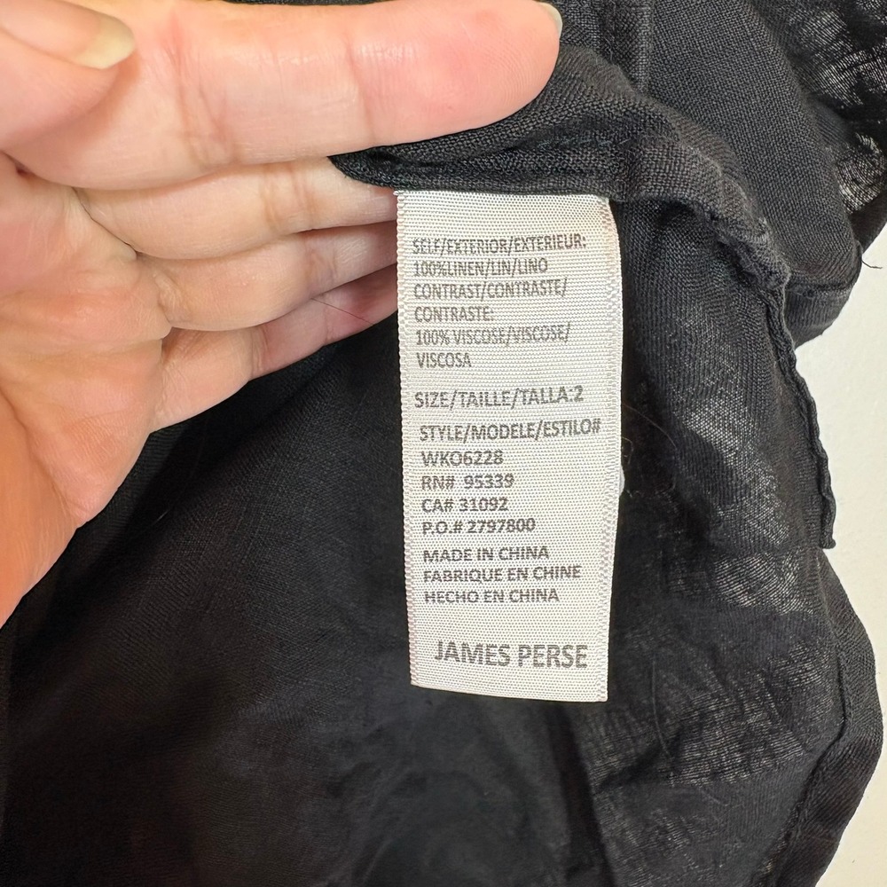 Standard James Perse Shirt Dress Black Linen Cupro Utility Minimalist Sz 2 M top - Picture 6 of 13